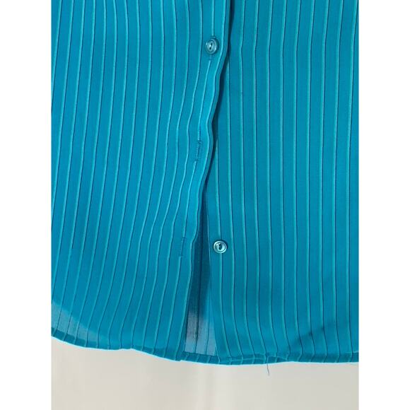 SO WHAT! Of California Women's Blue Striped V-Neck Button-Up Blouse SZ M - Picture 5 of 7
